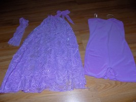 Child Size Large Weissman Lilac Purple Dance Costume Unitard Dress &amp; Hair Tie  - £25.57 GBP
