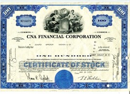 Vintage CNA Financial Stock Certificate- 1974 Becker &amp; Co. 100 Shares - £5.30 GBP