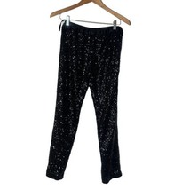 BEBE Full Sequin Black Pants Satin Trim Zip Up Side Pull On Women&#39;s Size XS - $49.49