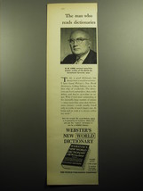 1958 Webster&#39;s New World Dictionary Advertisement - G.M. Loeb - £14.78 GBP