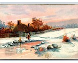 Winter Cabin Scene Raphael Tuck O&#39;er Hill and Dale 132 DB Postcard K17 - $2.92