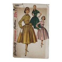 Vintage 1950s Simplicity Printed Patterns 1683 Women's Full Skirt Dress Size 14 - $11.30