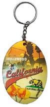Hollywood California Oval Double Sided Key Chain - $129.60 MXN