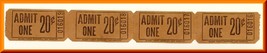 Vintage Movie Theatre Tickets, Admit One For 20 Cents,  Globe Ticket Co,... - $4.00