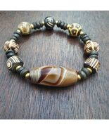 Old Natural Eye Agate Soleimani Carnelian Beads beaded Bracelet R3 - $64.40