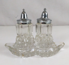 Vintage 1970s Indiana Glass Diamond Point Crystal Salt &amp; Pepper Shakers ... - $19.39