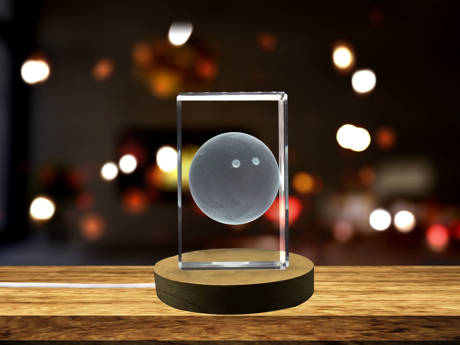 LED Base included | Squash Ball 3D Engraved Crystal 3D Engraved Crystal Keepsake