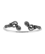 925 Sterling Silver Bali Style Bangle with Snakes - £29.96 GBP