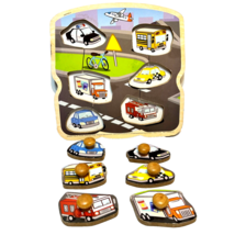 Wooden Arts and Craft Co Wood Vehicle Toddler Puzzle 6 Piece With Handles - £10.88 GBP