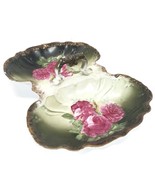 Rudolf Wachter RW Bavaria Hand Painted Porcelain Divided Dish Peonies Gold - $67.27 CAD