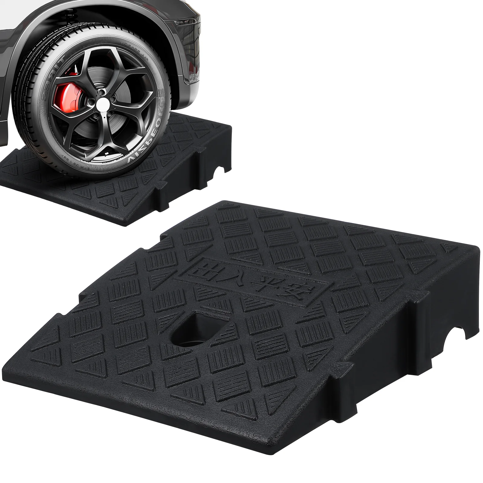 Anti-Skid Safety Ramp for Smooth Vehicle Passage on Uneven Ground - Black Plas - £17.40 GBP