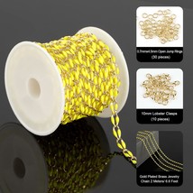 2 Meters Yellow Necklace Chains for Jewelry Making Gold Plated Brass Rolo Cable  - £29.60 GBP