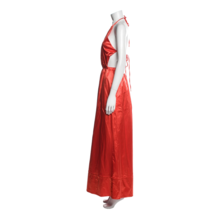 STAUD Backless Halter Evening Gown Dress Womens size XS Pockets Red Orange Lined - £93.74 GBP
