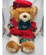 Vintage 1994 Teddy Bear Lane Christmas Girl Bear Stuffed Animal Plush 16&quot; - $24.74