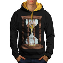 Wellcoda Clock Time Skull Mens Contrast Hoodie, Scary Casual Jumper - £31.10 GBP