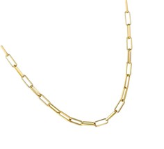 14K Gold Plated Dainty Rectangle Paperclip Link Chain Set - $753.67 MXN
