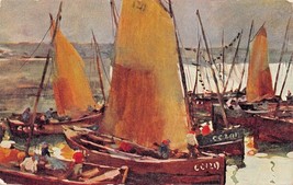 Sailboats In HARBOUR-ARTIST Painted Postcard 1908 Psmk - £2.72 GBP