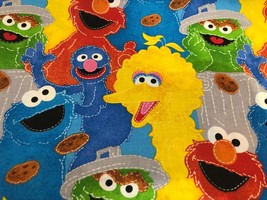 Nos Sesame Street Cotton Fabric 1 Yard Oop &amp; Rare Hard To Find Elmo Cookie Bird - £44.83 GBP