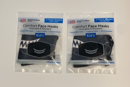 (4) Kids Children Cotton Cloth  Washable Reusable Face Mask Sharp Teeth ... - $2.99