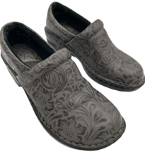 BOC Born Concept B.0.C Women&#39;s Gray Tooled Leather Clogs C16860 size 7.5M - $14.23