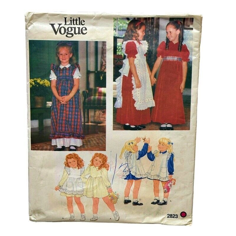Little Vogue Girls Pinafore Dress Sewing Pattern 2823 Size 3 to 6X UNCUT Vintage - $6.79