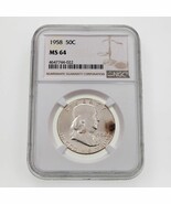 1958 50C Franklin Half Dollar 50C Graded by NGC as MS-64 - $49.49