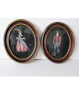 Victorian Period Style Needlepoint Art Man Woman OrigInal Frames Set of ... - £77.90 GBP