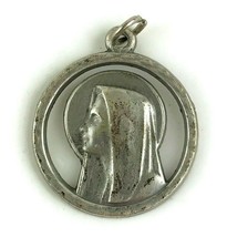 Vintage Catholic Virgin Mary Madonna Religions Metal Silver Toned Made in Italy - £7.40 GBP