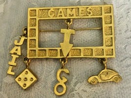 Game Lover&#39;s Brooch Pin 2&quot; Tall x 2.25&quot; Wide With Dangles - £14.78 GBP