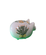 Ceramic Piggy Bank Hand Painted In Portugal Large 10&quot;L x 7&quot; White Yellow - £16.61 GBP