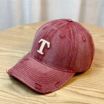 Letter Embroidered Baseball Cap All-Match Pure Cotton Cap American Style Retro S - £9.48 GBP