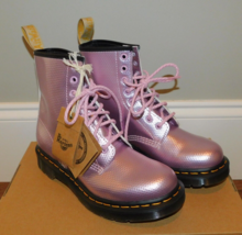 Dr Martens Sz 6/37 Vegan 1460 Boots Pink Metallic Alumix Hex Embossed Shoes NEW - £107.15 GBP