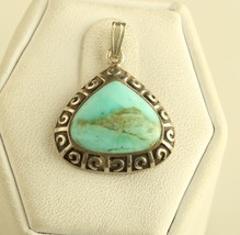 Vtg Sterling Silver 925 Triangle Turquoise Pendant Marked &quot;NK 925 THAILAND&quot; - £27.69 GBP