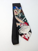 Looney Tunes Tasmanian Devil Taz Bugs Bunny 100% Silk Football Necktie Tie Toons - £13.32 GBP