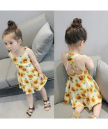 Baby Girls Summer Sunflower Print Sleeveless Backless Floral Dresses Out... - $17.81 CAD