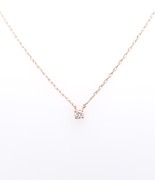 0.06ct Round Solitaire Natural Diamond Pendant With Rope Chain 14K Rose ... - $549.38 CAD
