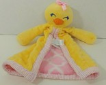 Nursery Rhyme yellow pink check duck baby security blanket lovey minky dot - $20.78