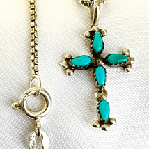 AZN (sold)Vintage Sterling &amp; Turquoise Cross Necklace - £47.49 GBP