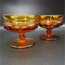 Dark Amber Color Crown Champagne Tall Sherbet Glasses Set of 2 by Colony Vintage - $13.85