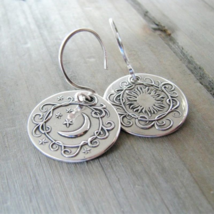 Celestial Star Sun Crescent Moon Dangle Earrings - £7.64 GBP