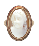 10k Gold Filigree Ring with 3-D High Relief Genuine Natural Shell Cameo ... - $12,653.28 MXN