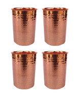 Set of 4 Hammered Pure Copper Glass Cup- Good Health Benefit Yoga - $76.81 CAD