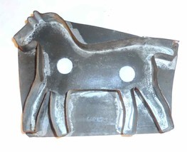 Antique Tin Pennsylvania Large Flat-Back Cookie Cutter Of Standing Horse... - £45.17 GBP