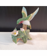 Ruby-throated Hummingbird w Flower Branch - Porcelain Bisque. - $12.22 CAD