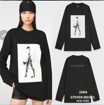 Zara x Steven Meisel Long Sleeve Shirt Black Print, Sz M, NWT! - £50.41 GBP