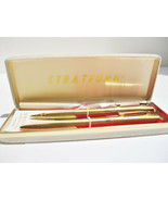 Vintage Stratford Pen And Pencil Set Gold Tone in original clam case - £12.50 GBP