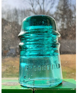 VINTAGE BROOKFIELD  RR, Telephone, telegraph   AQUA BLUE GLASS INSULATOR T3 - $11.77