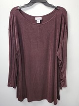 Women&#39;s Soft Surroundings 1X Tunic Top Dark Brown 3/4 Sleeve Stretch   - $29.68