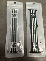 Adidas Silicone Apple Watch Band 1-10 SE Ultra 42-49mm Black White - $26.99