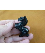 (Y-HOR-RE-565) Rearing Black onyx HORSE figurine GEMSTONE horses GEM statue - $27.32 CAD